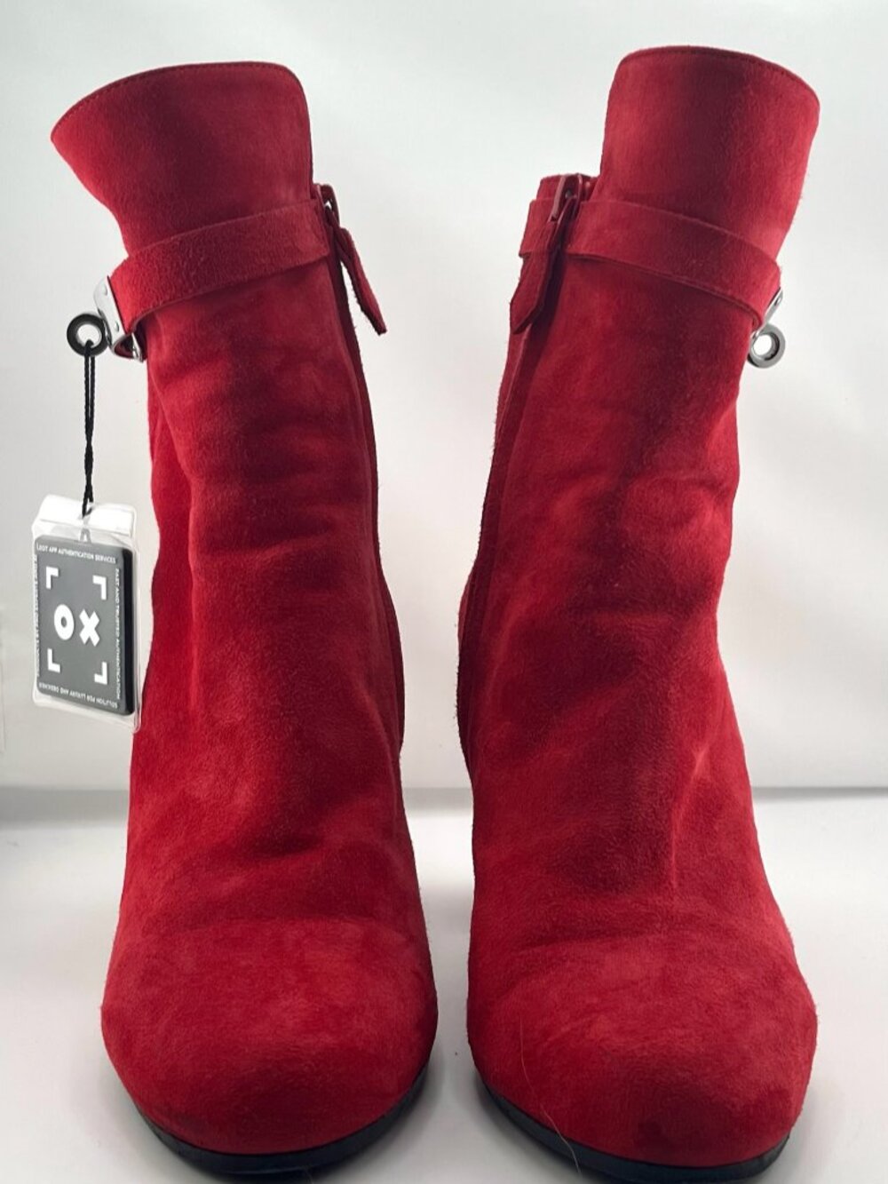 #S106 Authentic Hermès red suede ankle boots